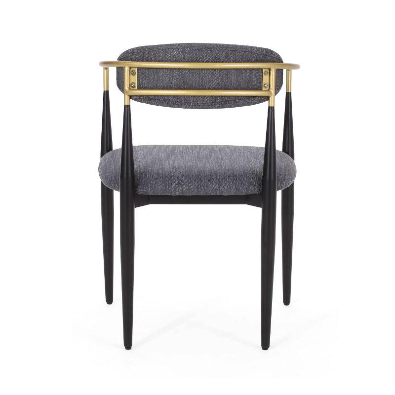Christopher Knight Home Set of 2 Elmore Iron Upholstered Dining Chairs Charcoal/Black/Gold