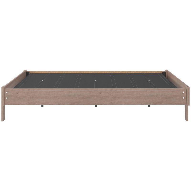 Signature Design by Ashley Queen Flannia Platform Bed Gray: Natural Finish, Wood Frame, No Box Spring Needed