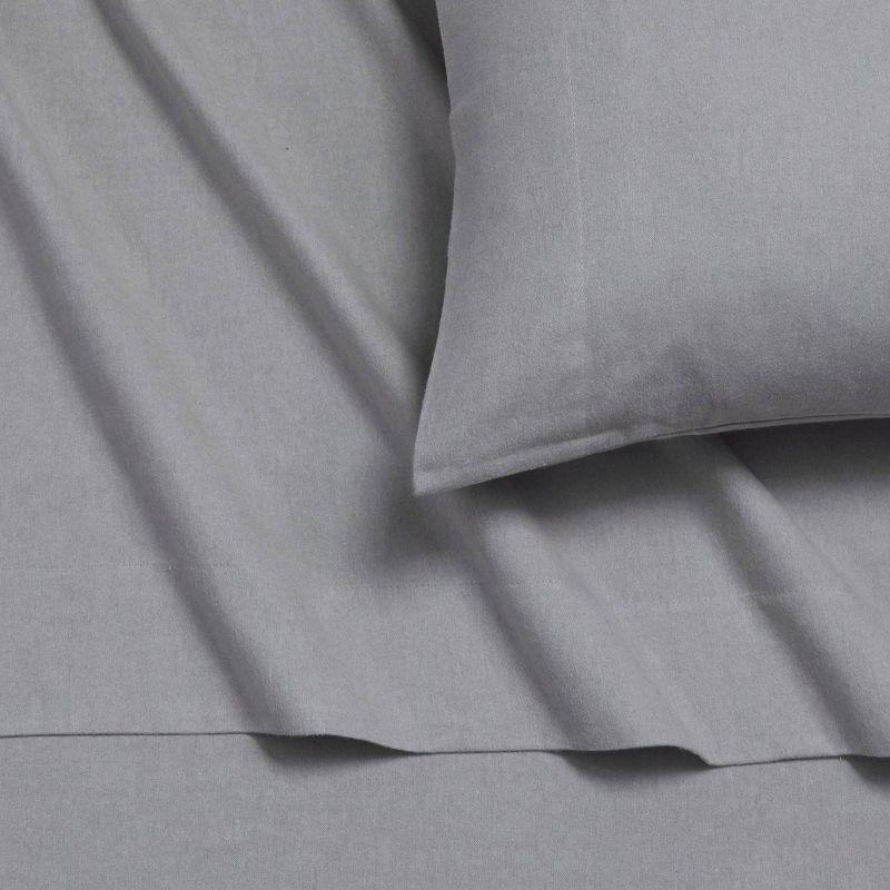 Heather Grey King Cotton Flannel Deep Pocket Sheet Set