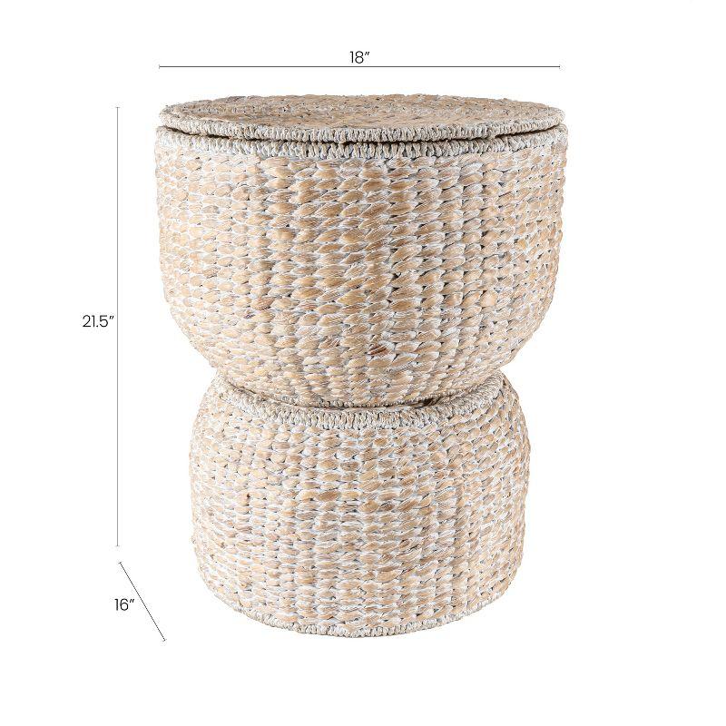 happimess 18" Hourglass Handwoven Hyacinth Storage Accent Table with Lid