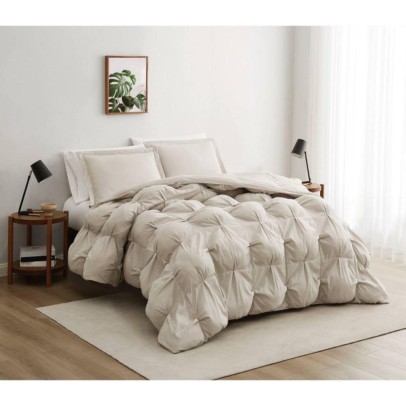 Beige Full Microfiber Cloud Puffer Comforter Set