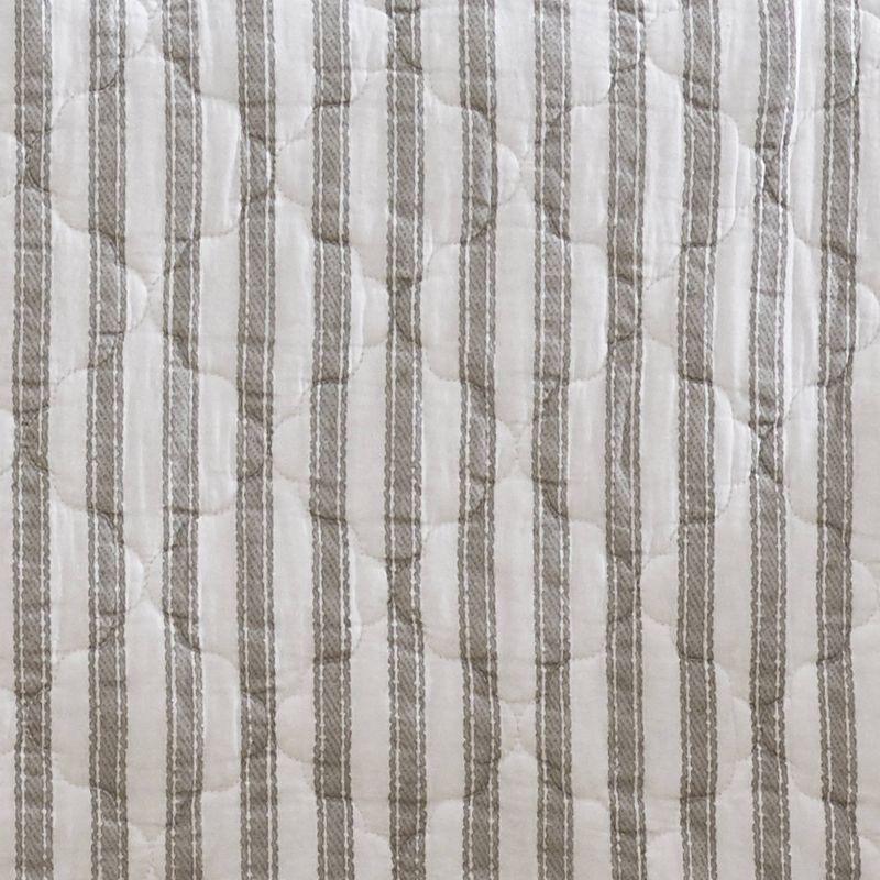 Twin Willow Way Ticking Stripe Quilt & Sham Set Gray - Stone Cottage: Twin Coverlet Set with Pillow Sham