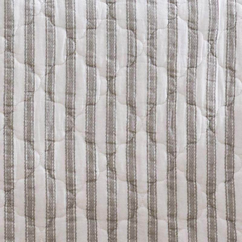 Twin Willow Way Ticking Stripe Quilt & Sham Set Gray - Stone Cottage: Cotton Twin Coverlet Set with Pillow Sham