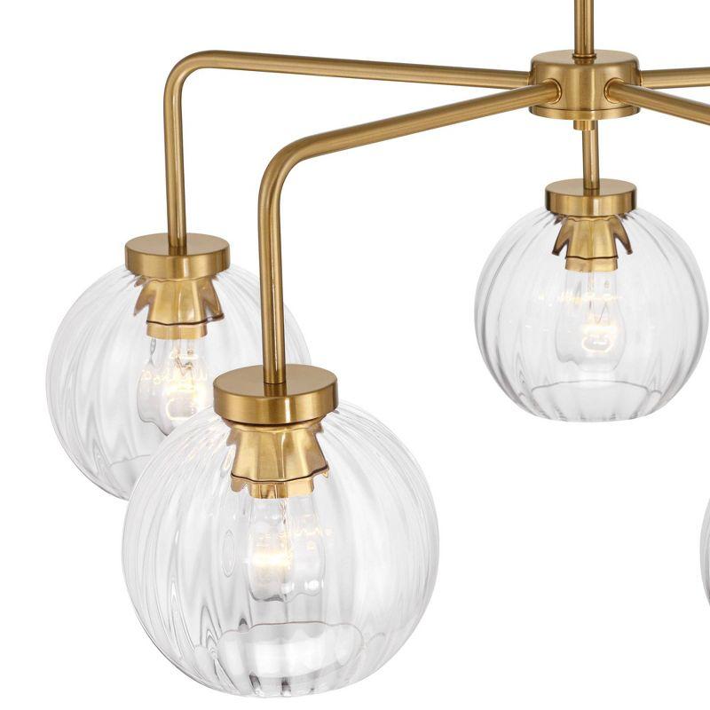 Possini Euro Design Mandy 30" Modern Pendant Chandelier Ceiling Light Fixture Dining Room Over Table Hanging 5-Light Clear Plated Gold Finish