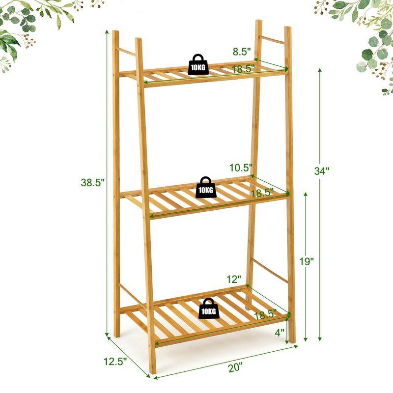 Costway Bamboo Plant Stand 3 Tiers Plant Rack Vertical Tiered Plant Ladder Shelf