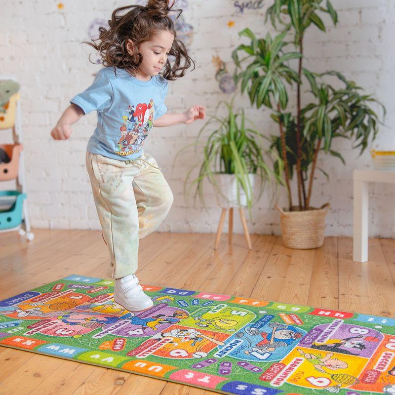 KC Cubs Looney Tunes Hopscotch Number Educational Learning Fun Game Non Slip Kids Rug Classroom Playroom