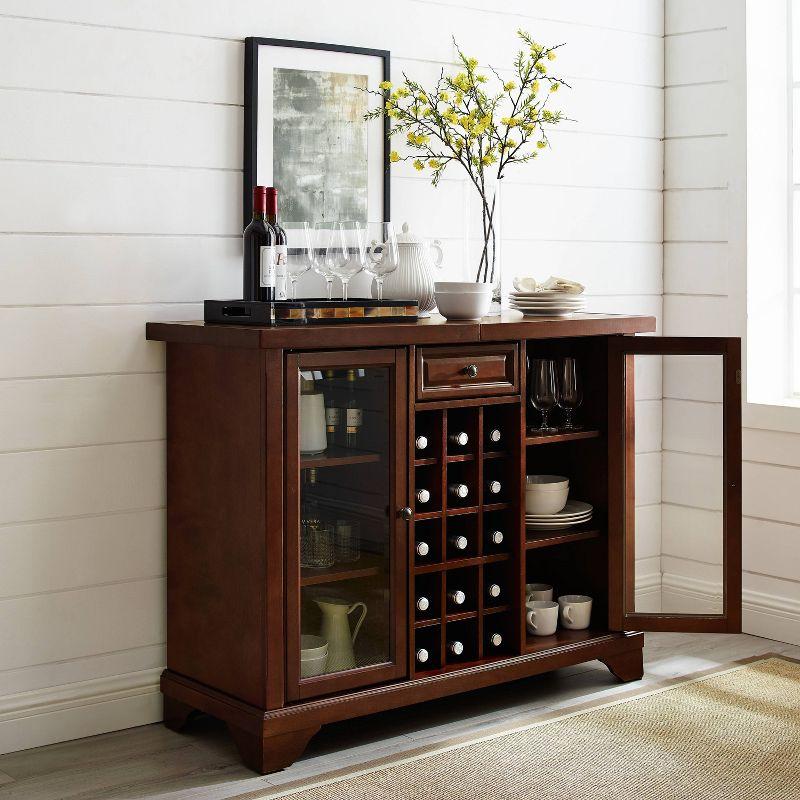 Mahogany Sliding Top Bar Cabinet with Glass Doors