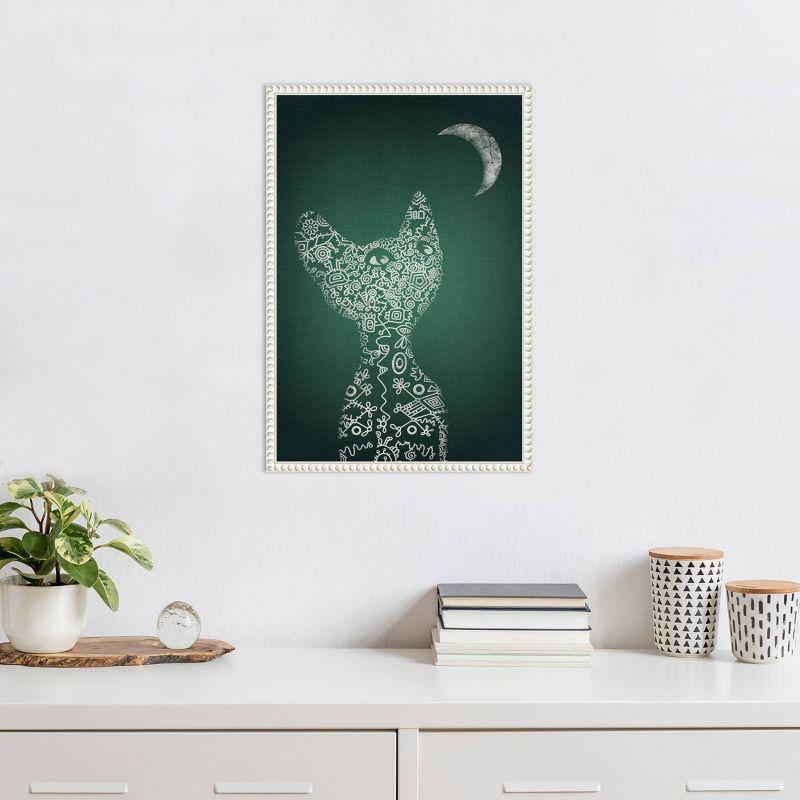 16"x23" My Precious Emerald by Ema Paraschiv: Abstract Cat & Moon Art - Amanti Art