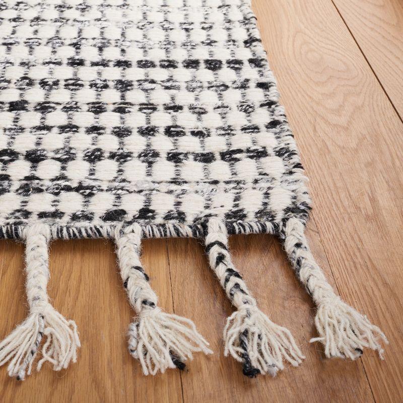 Gray and Ivory Handwoven Wool Silk Shag Rug 4' x 6'