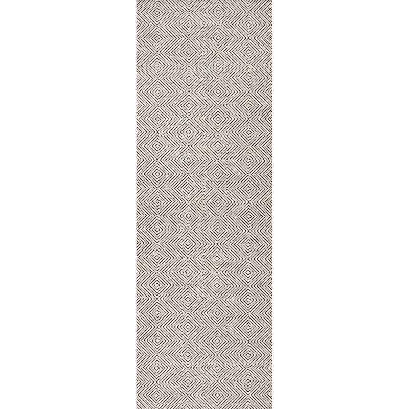 Nuloom Ago Diamond 2x10 Wool Runner Indoor Area Rug for Living Room Bedroom Dining Room Entryway Hallway Kitchen, Ivory