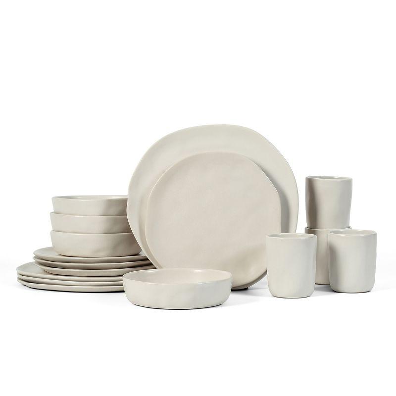 Hekonda Beige and White Ceramic 32-Piece Dinnerware Set