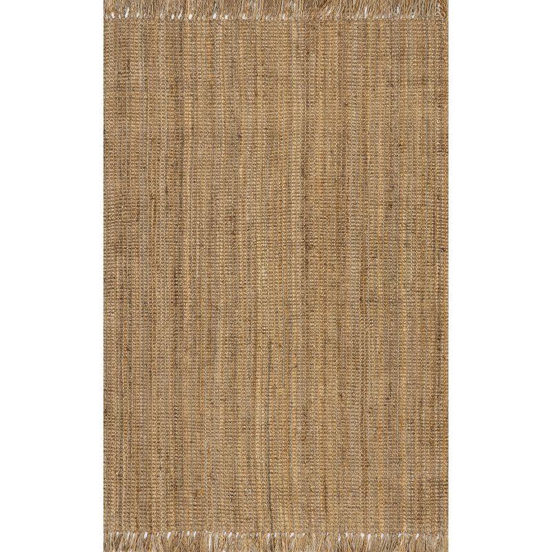 Nuloom 4 Square Daniela Jute Tassel Hand Woven Indoor Area Rug, Natural, Solid Chunky Farmhouse Design, Natural Fiber BedroomLiving Room