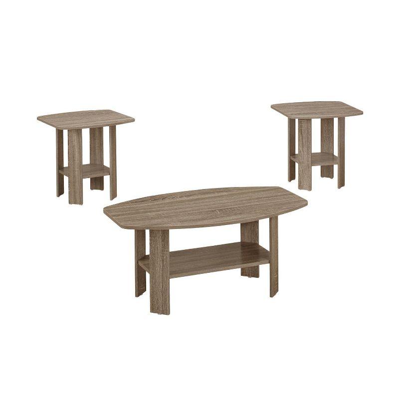 Monarch Specialties Table Set 3Pcs Set Coffee End Side Accent Living Room Laminate Brown Transitional