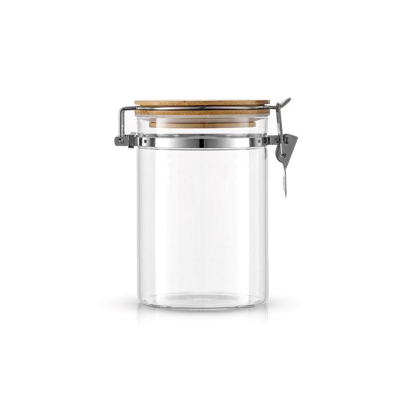 JoyJolt Glass Airtight Food Storage Jars with Bamboo Clamp Lids, 4-Piece