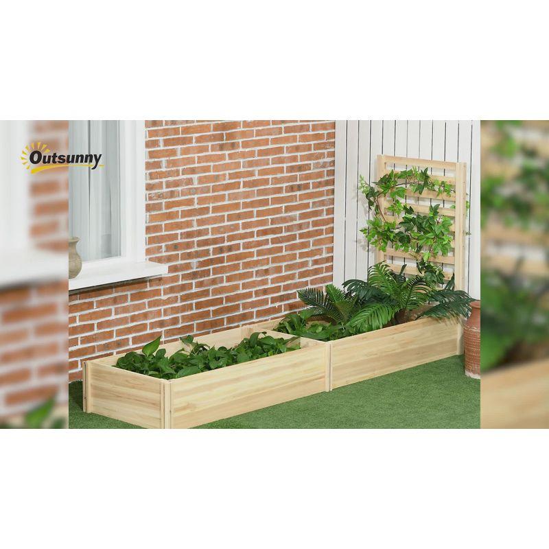 Light Wood Outdoor Raised Planter Box with Trellis