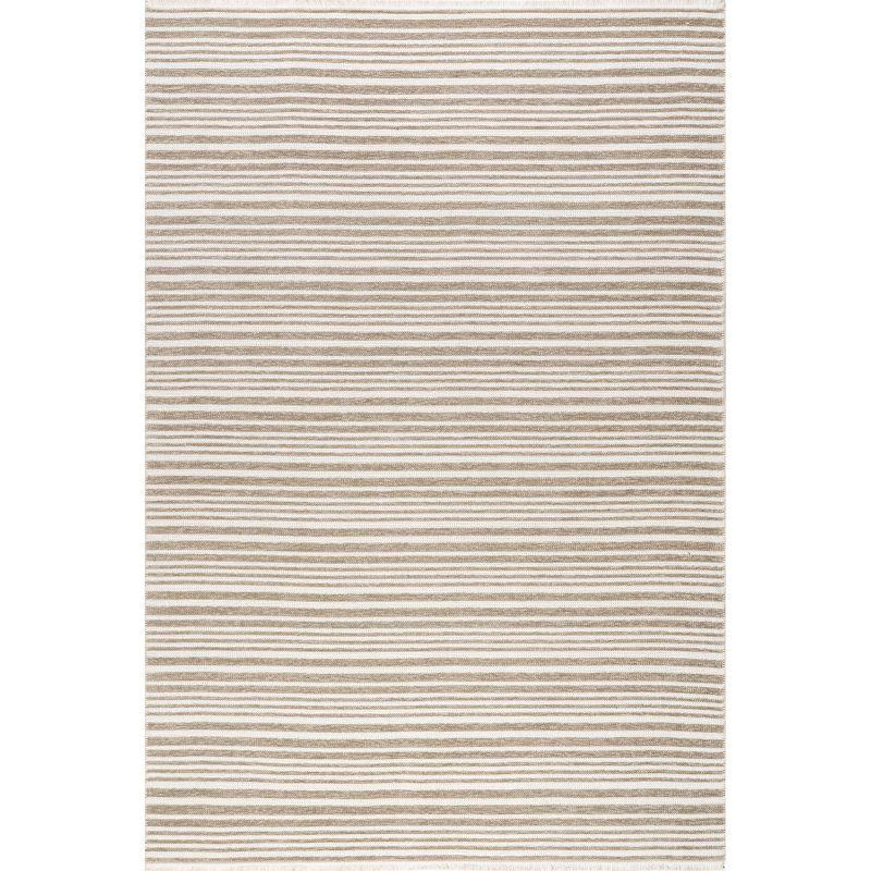 Millicent Beige and White Striped Reversible 4' x 6' Area Rug