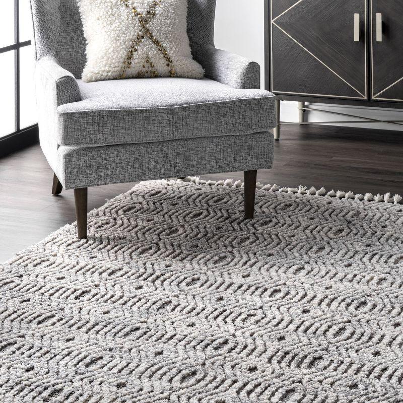 Reversible Shag Synthetic 4' x 6' Area Rug in Gray