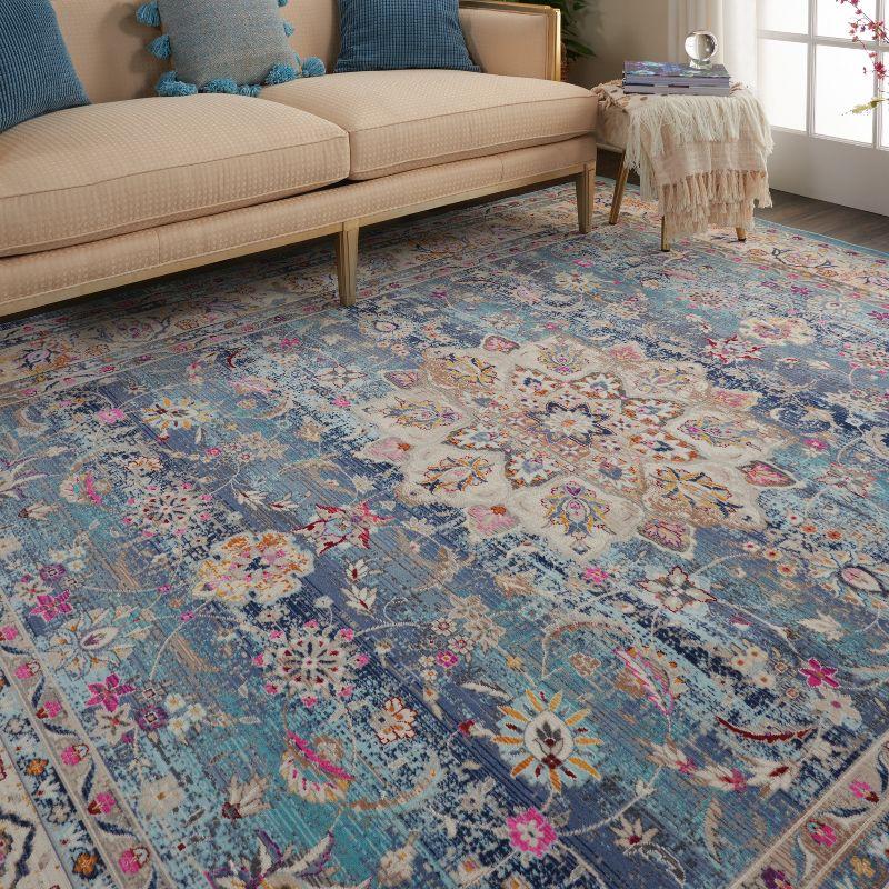 Elegant Vintage Kashan 8' x 10' Blue Synthetic Area Rug