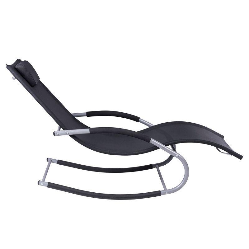 Elysian Black Zero Gravity Rocking Chaise with Cushioned Headrest