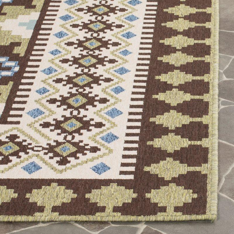 Reversible Chocolate & Green Synthetic Area Rug, 5' x 7', Easy Care