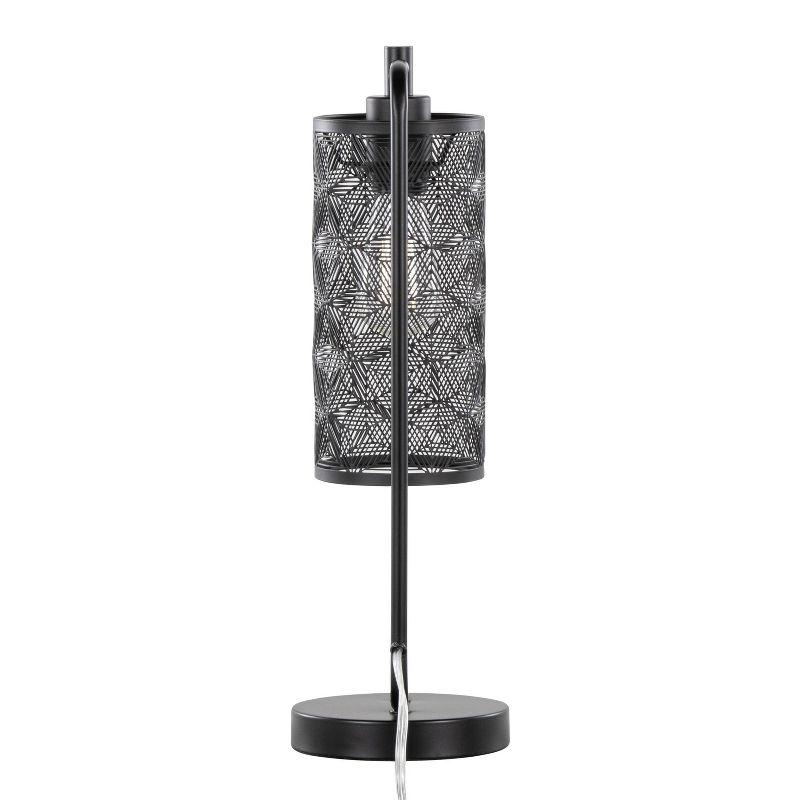 LumiSource (Set of 2) Gwen 18" Contemporary Metal Task Lamps Matte Black Metal from Grandview Gallery: UL Listed, Drum Shade, No Bulbs Included