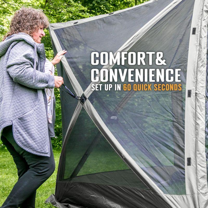 CLAM Quick-Set 6 x 6 Foot Traveler Portable Pop Up Outdoor Camping Gazebo 4 Sided Canopy Shelter with Ground Stakes and Carrying Bag, Gray