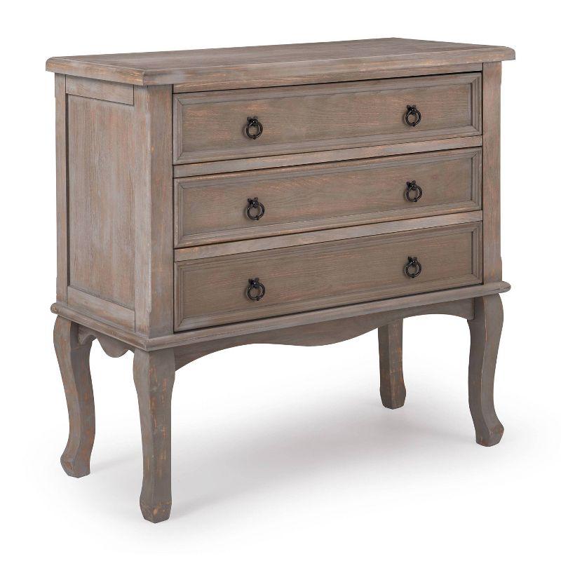 Thomas 3 Drawer Chest Gray - ClickDecor: Traditional Ash Wood Accent Cabinet with Anti-Tip Hardware