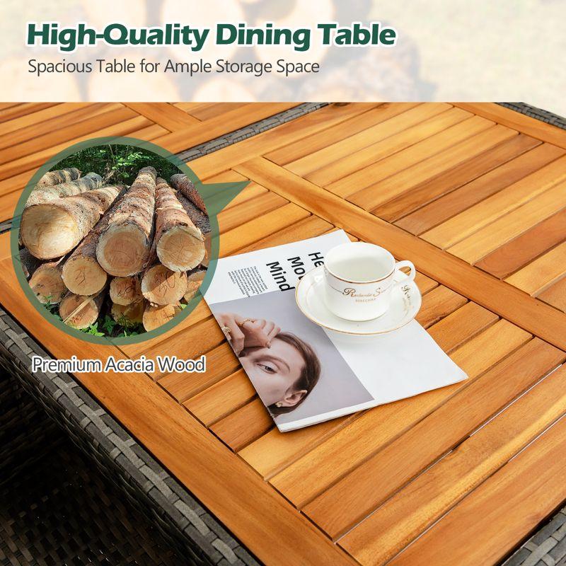 Tangkula 7PCS Patio Rattan Furniture Set Outdoor Conversation Set w/Cushions Acacia Wood Table