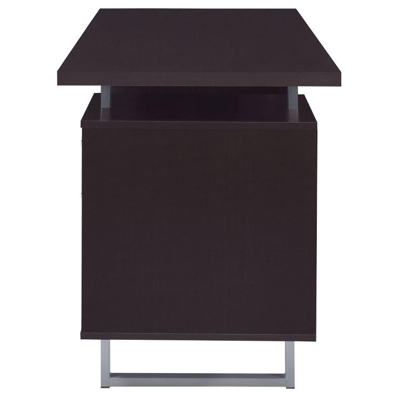 Lawtey 2 Drawer Office Desk Cappuccino - Coaster: Floating Top, Steel Legs, File Storage