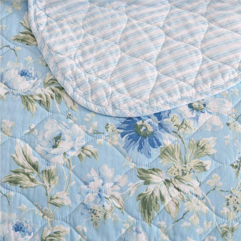 Laura Ashley Peony Garden 100% Cotton Quilt Set Blue