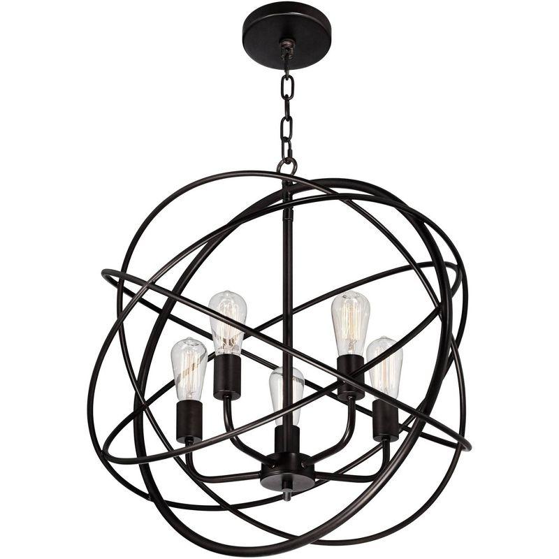 Franklin Iron Works Ellery Bronze Orb Foyer Pendant Chandelier 24 3/4" Wide Modern 5-Light LED Fixture for Dining Room House Kitchen Island Entryway