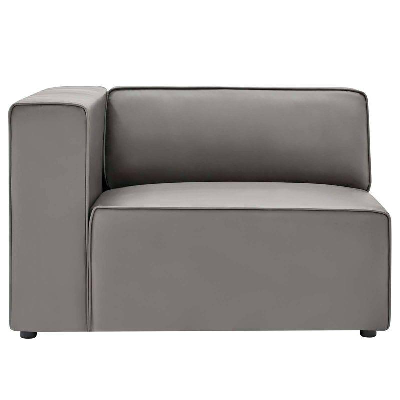 Expansive Gray Vegan Leather Left-Arm Lounge Chair