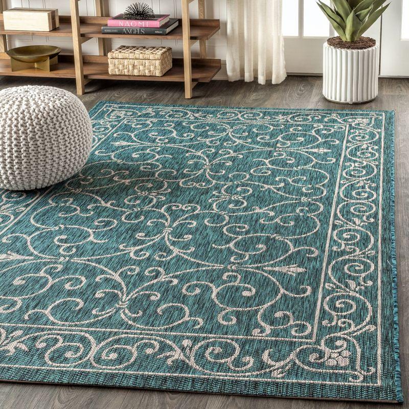 Charleston Vintage Filigree Textured Weave Indoor/Outdoor Area Rug  - JONATHAN Y