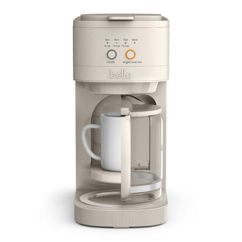 bella VersaBrew 2-in-1 Coffee Maker Oatmilk: Drip Coffee Machine, 12 oz Capacity, Glass Carafe, Automatic Shut-Off