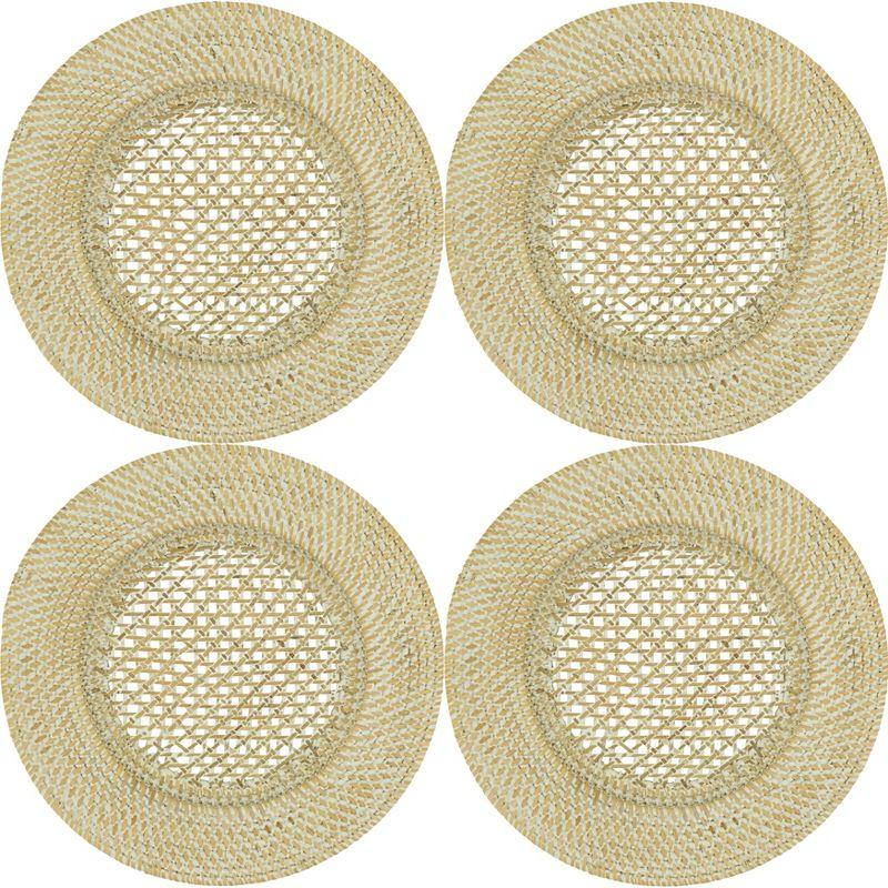 Handcrafted Natural Rattan Round Charger Plates, Set of 4