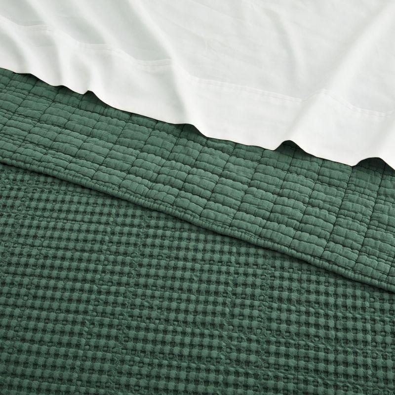 Mills Waffle Forest Green Twin Quilt Set - Levtex Home