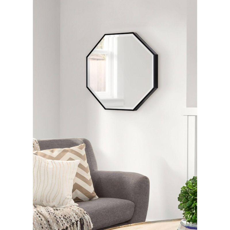 Kate & Laurel All Things Decor 18" x 18" Rhodes Hexagon Wall Mirror Black: Modern Octagon, No Assembly, Wall Mount