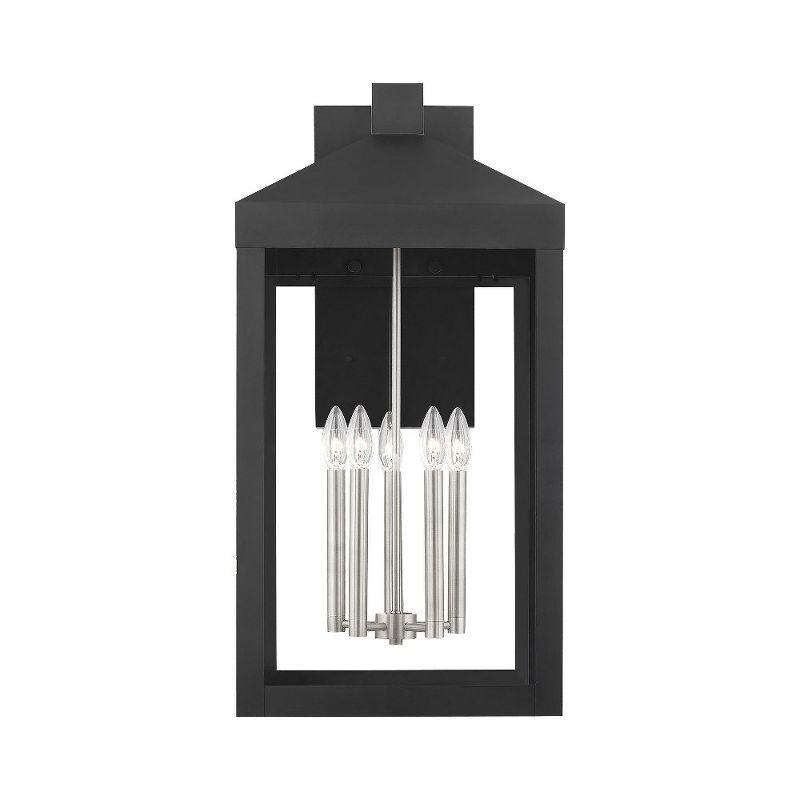 Black and Brushed Nickel 5-Light Outdoor Wall Lantern