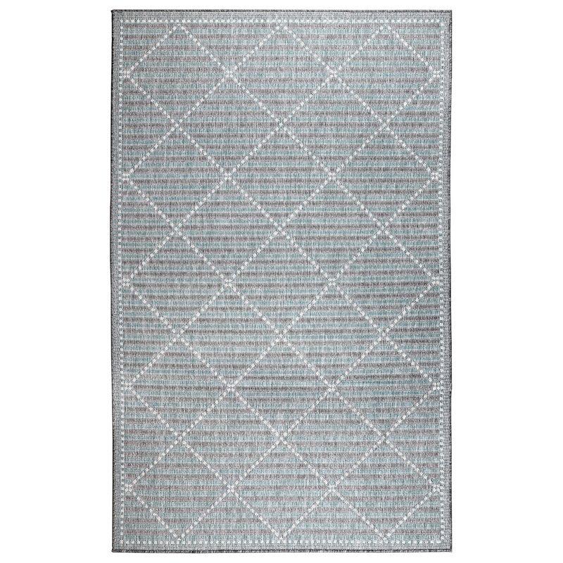 Liora Manne Malibu Checker Diamond Indoor/Outdoor Rug Aqua 3'3" x 4'11"