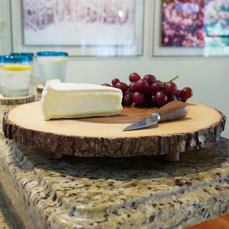 Rustic Acacia Wood Rectangular Footed Server Platter