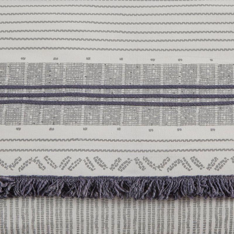 Ink+Ivy 3pc Full/Queen Cody Cotton Duvet Cover Set Gray/Navy: Woven Stripe, Lightweight, OEKO-TEX Certified