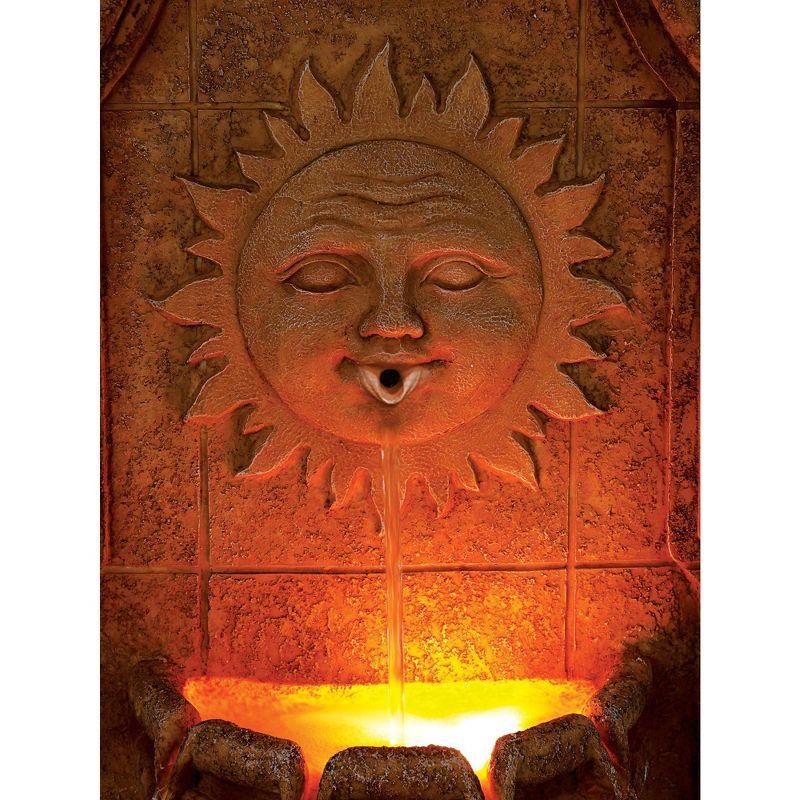 John Timberland Outdoor Wall Water Fountain with Light LED 37" High 2 Tiered Sun Face for Yard Garden Patio Deck Home