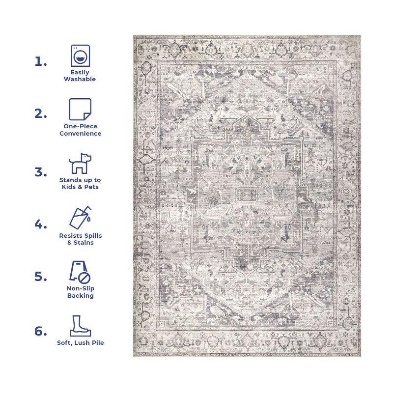 Nuloom Brielle Machine Washable VintageTransitional Medallion Indoor Area Rug for Living Room Bedroom Dining Room Kitchen