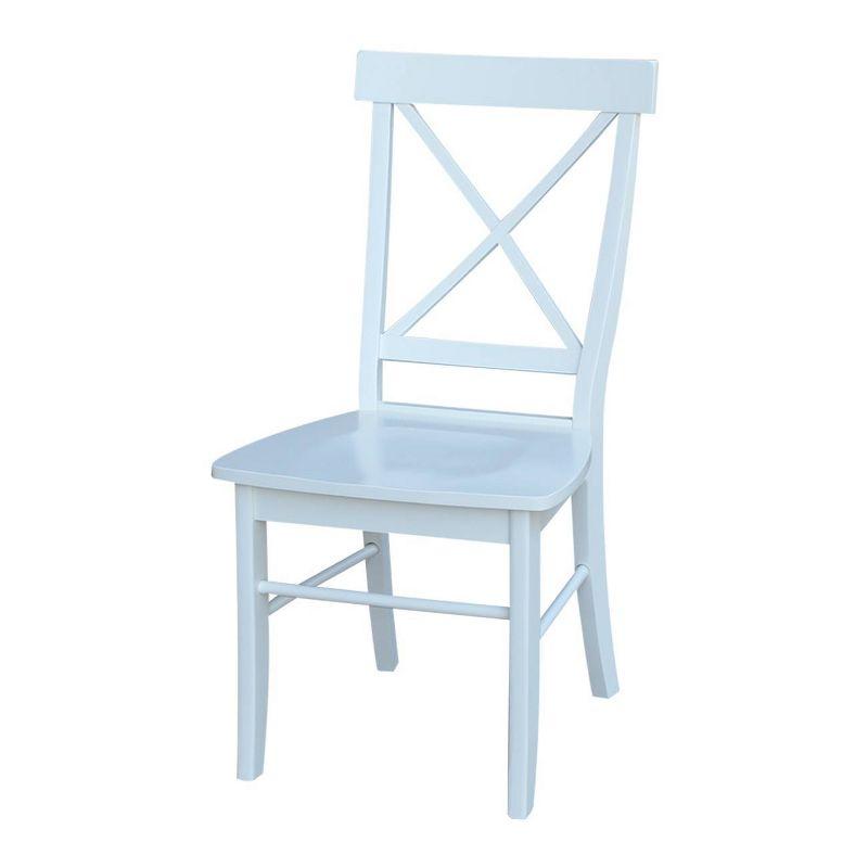 White High Cross Back Solid Wood Side Chair