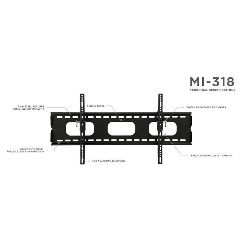 Mount-It! Low-Profile Tilting TV Mount | Flush Mount TV Bracket Wide | Ultra-Thin TV Mount with Tilt for 42-70 in. Screen TVs | 220 lbs. Capacity