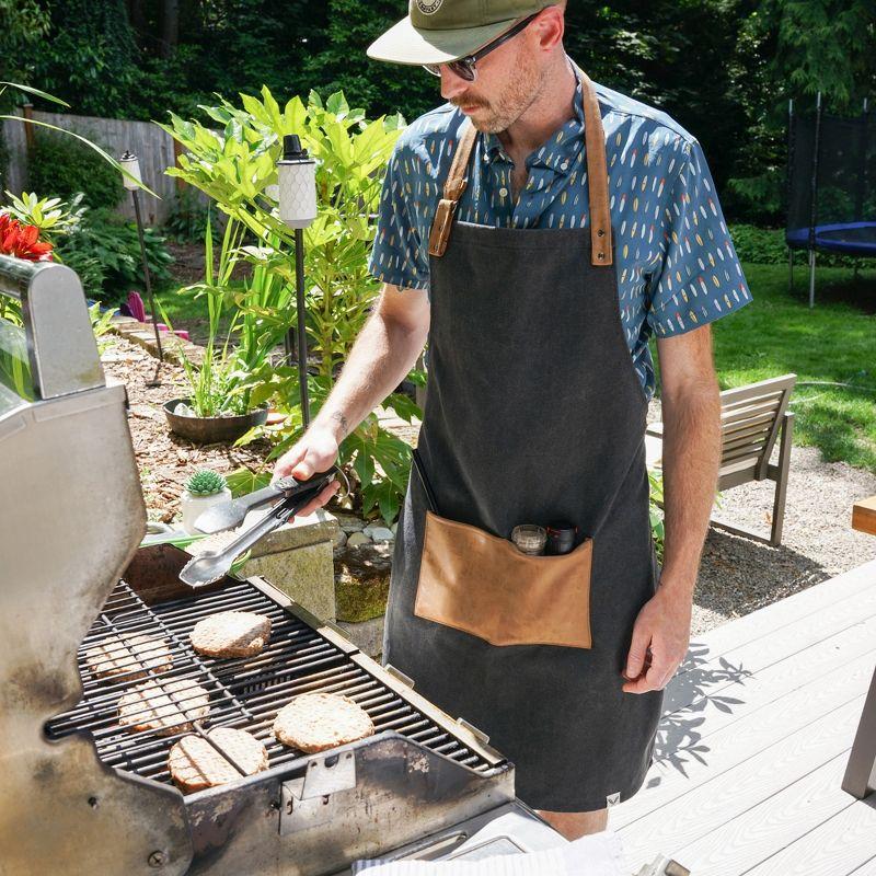 Foster & Rye Grilling Apron with Pocket, Canvas Apron for Men with Adjustable Strap, BBQ & Grill Accessories for Indoor & Outdoor Cooking, Black