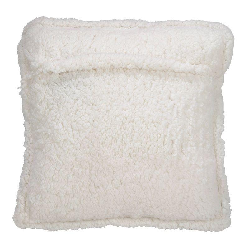 18"x18" Poly Filled with Faux Shearling Square Sequin Throw Pillow Champagne - Saro Lifestyle: Modern Indoor Decor, Zipper Closure