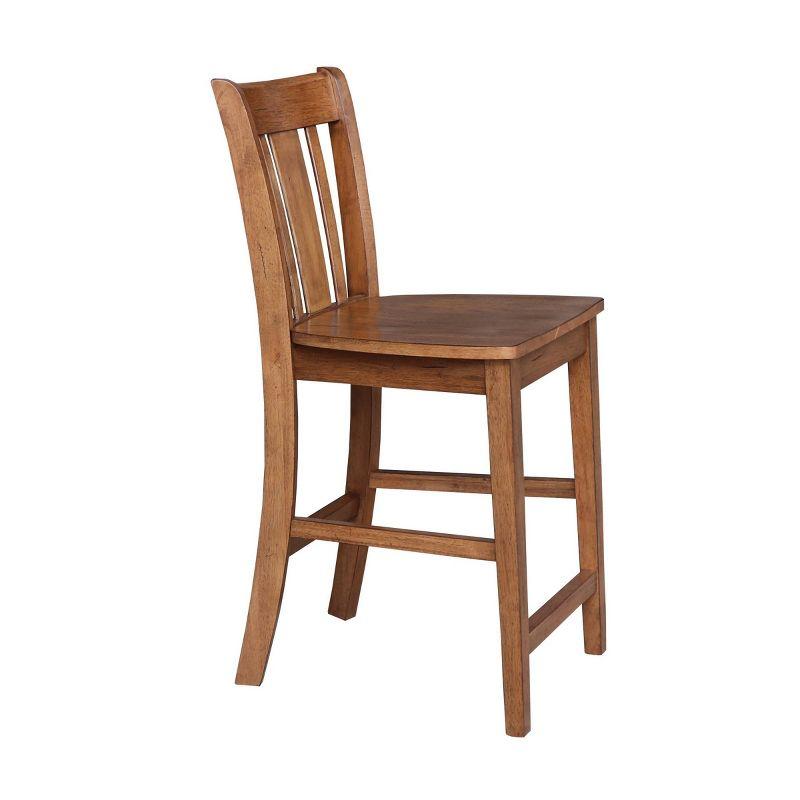24" San Remo Counter Height Barstool Distressed Oak - International Concepts: Solid Wood, Traditional Style