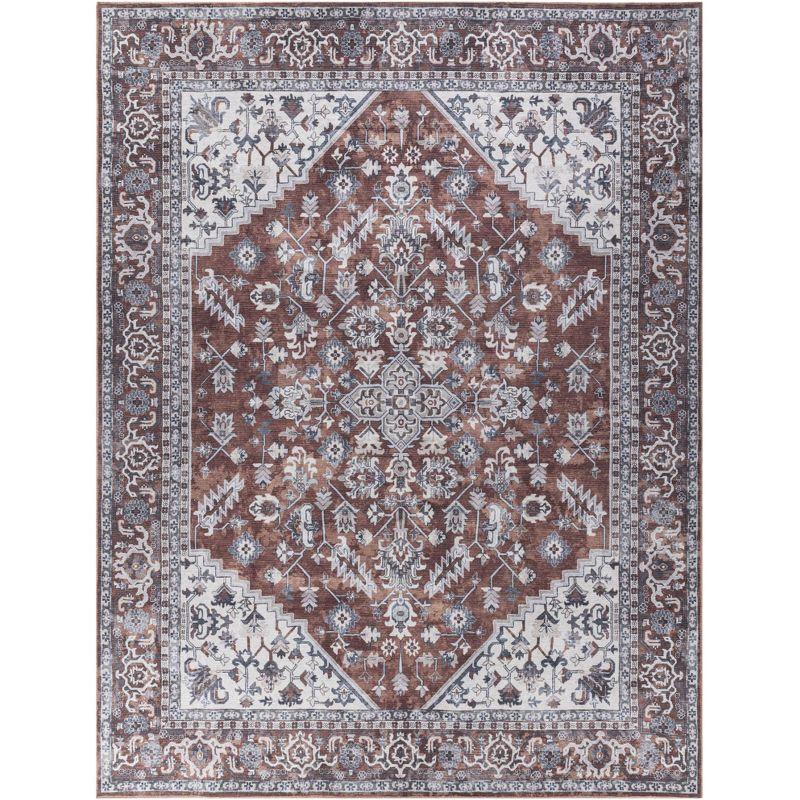 Nourison New Concept Washables Vintage Medallion Area Rug Brick Ivory 9'2" x 12'