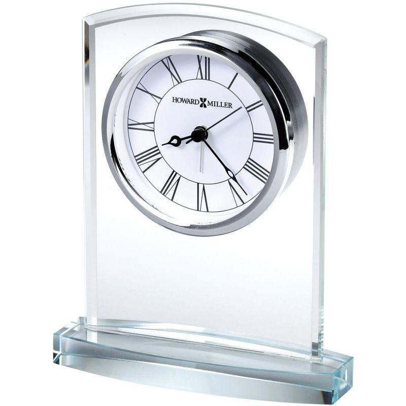 Starphire Crystal Contemporary Table Clock with Roman Numerals